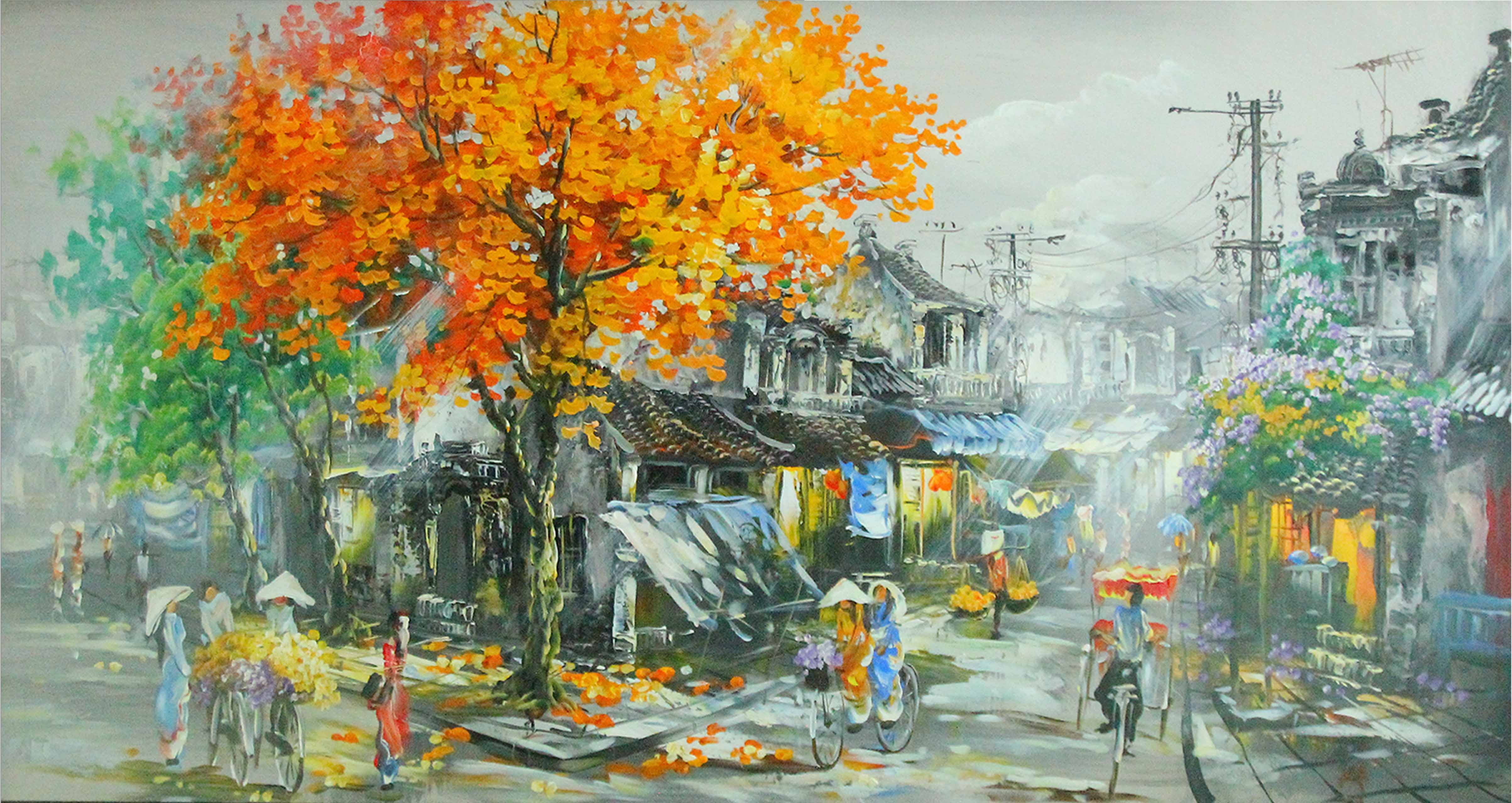 Oil painting of Old town - TSD24LHAR